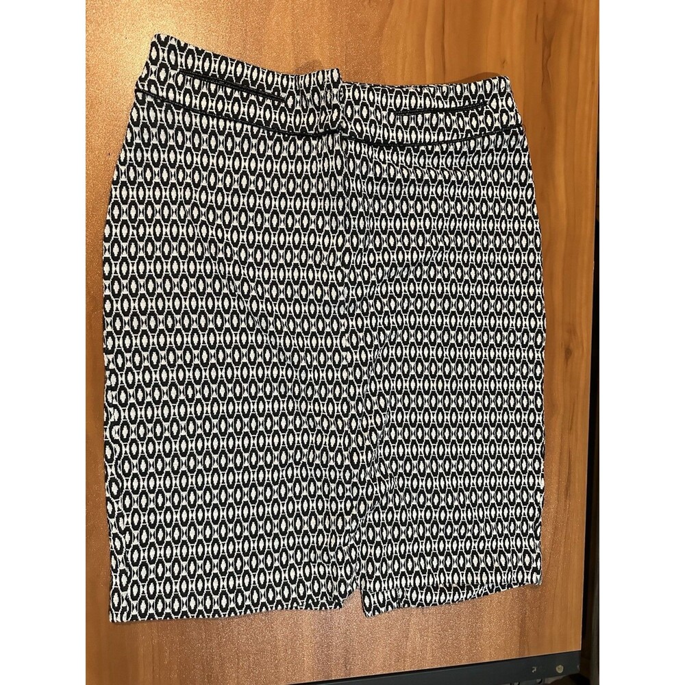 Carole Little Geometric Print Pencil Skirt Black White Size 10 - Picture 2 of 8
